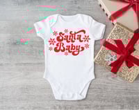 Image 3 of Santa Baby Red and White Baby Christmas Holiday Top Baby Shower Gift Bodysuit