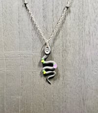 Image 1 of Enchanted Snake Necklace - Black/Silver with Lavender Rose