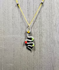 Image 1 of Enchanted Snake Necklace - Black/Gold with Red Rose