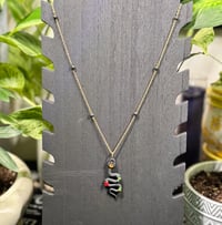 Image 2 of Enchanted Snake Necklace - Black/Gold with Red Rose