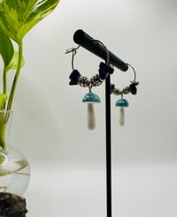 Image 1 of Funky Lapis and Mushroom Hoops