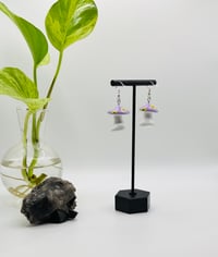 Image 4 of Mushroom with Butt Earrings - Purple/White with Teal/Yellow Flowers