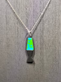 Image 1 of Lava Lamp Necklace - Black with Blue/Green