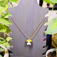 Image 1 of Mushroom with Butt Necklace - Green/White with Pink/Yellow Flowers