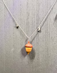 Image 1 of Handmade Polymer Clay Acorn Necklace Forest Witch Charm Hypoallergenic Chain