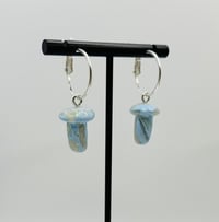 Image 2 of Marbled Mushroom Earrings - Sky Blue/Opal