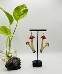 Image 1 of Mushroom Duo Earrings - Red w/ Grass