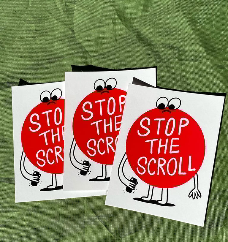 STICKERS (3) STOP THE SCROLL
