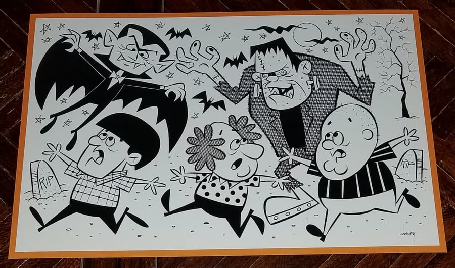 Image of ABBOTT and COSTELLO MEET FRANKENSTEIN / THREE STOOGES and THE MONSTERS PRINT COMBO! 11x14 and 11x17!