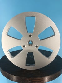 Image 1 of Burlington Recording 1/4" x 7" Heavy Duty SILVER Trident Metal Reel in Silver Box - 6 Windage Holes