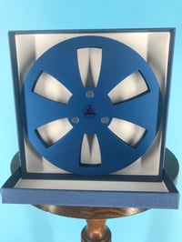 Image 3 of Burlington Recording 1/4" x 7" Heavy Duty BLUE Trident Metal Reel in Silver Box - 6 Windage Holes