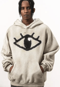 Futile Eye Oversized Distressed Hoodie