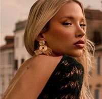 Image 1 of PRETTY LITTLE THING- GOLD FRINGE DISK STATEMENT EARRINGS