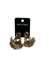Image 2 of PRETTY LITTLE THING- GOLD FRINGE DISK STATEMENT EARRINGS