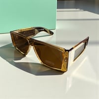 Image 1 of PRETTY LITTLE THING- TOFFEE FLAT TOP TRANSPARENT VISOR