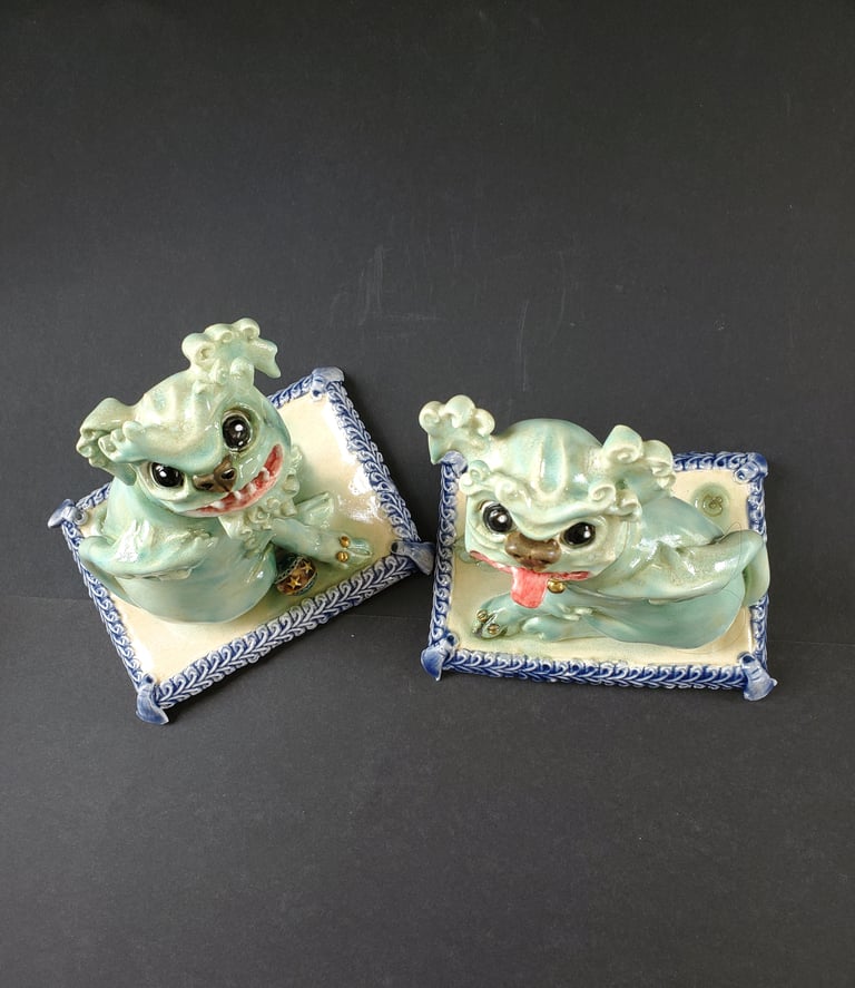 Foo dogs (pastel blue green) Image 4