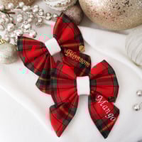 Image 1 of CUSTOM EMBROIDERED CHRISTMAS BOW - PLAID