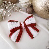 Image 2 of CROCHET BOW - CANDY CANE (PRE-ORDER)