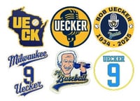 6 Pack Bob Uecker Vinyl Decals 2" Stickers | Milwaukee Brewers Mr. Baseball