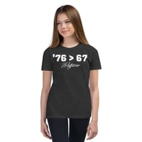 Image 8 of Youth Front and Back Thomas Jefferson '76 is Greater Tha 67  Youth Shirt Make History Fun Original