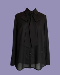 Image 10 of Liquorice flower button bow blouse