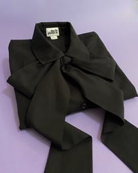 Image 13 of Ready-to-ship liquorice flower button bow blouse