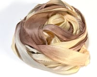 Image 2 of Ready To Ship! 10YD ROOTBEER FLOAT HAND DYED SARI SILK RIBBON BY COLOR BURST SILK