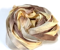 Image 3 of Ready To Ship! 10YD ROOTBEER FLOAT HAND DYED SARI SILK RIBBON BY COLOR BURST SILK
