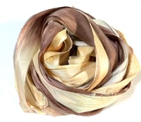 Image 4 of Ready To Ship! 10YD ROOTBEER FLOAT HAND DYED SARI SILK RIBBON BY COLOR BURST SILK