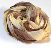 Image 6 of Ready To Ship! 10YD ROOTBEER FLOAT HAND DYED SARI SILK RIBBON BY COLOR BURST SILK