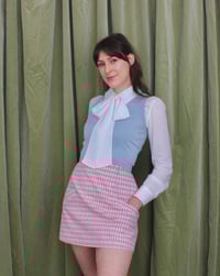 Image 12 of Phuncle mini skirt - Pink embroidered check