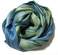 Image 1 of Ready To Ship! 10YD TOY SOLDIER HAND DYED SARI SILK RIBBON BY COLOR BURST SILK
