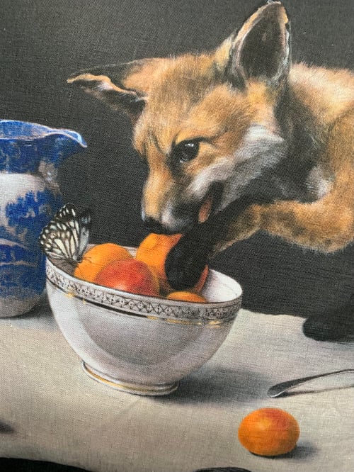 Image of Linen Cropped Fox Cub Cushion