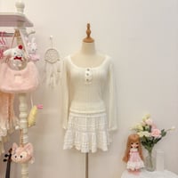 Image 1 of gyaru waffle knitted top