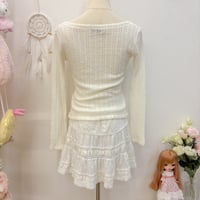 Image 2 of gyaru waffle knitted top