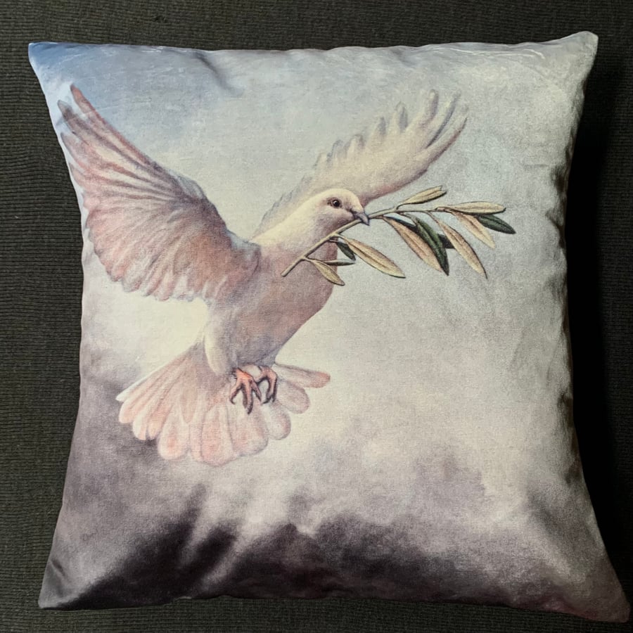 Image of Velvet Peace Dove Cushion