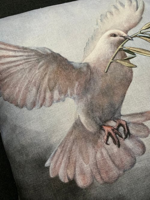 Image of Linen Peace Dove Cushion