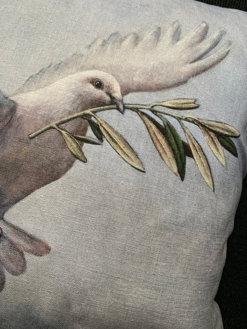 Image of Linen Peace Dove Cushion