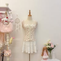 Image 1 of new look floral mesh faux corset top