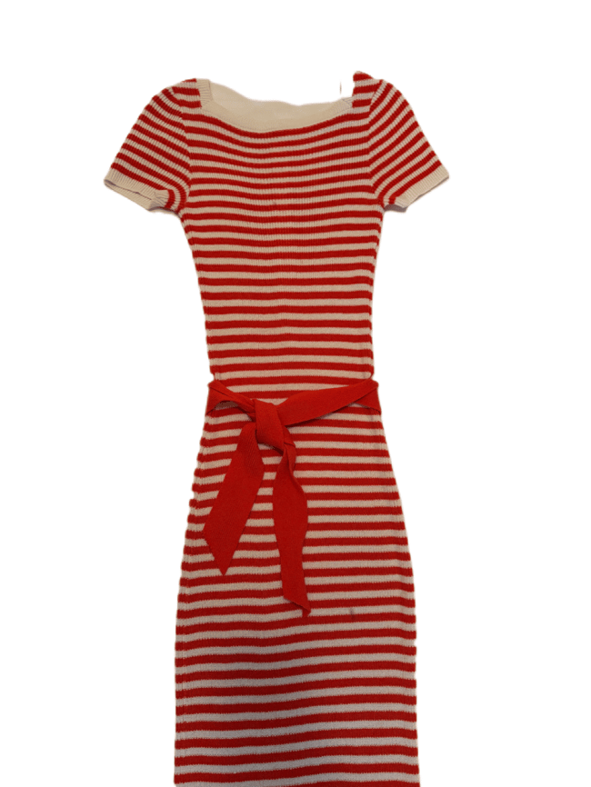 70s fine ribbed stripe maxi dress