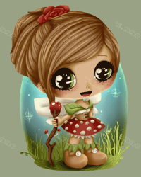 Image 1 of Chibi Fae Summer Full Size Diamond Painting by Amanda Hicks (Full Special Drill Canvas)
