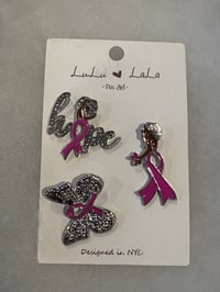 breast cancer brooch set sil