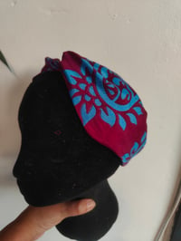 Image 3 of Turban Head Band- recycled sari fabric Blue Purple