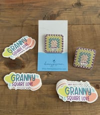 Image 4 of Square Love Granny Square Enamel Pin 