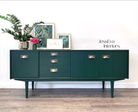 Image 1 of Mid century modern Nathan sideboard, drinks cabinet painted in dark green