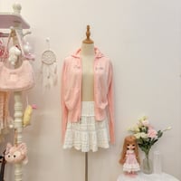 Image 2 of bebe pink heart knitted hoodie