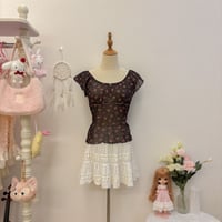 Image 1 of floral milkmaid mesh top