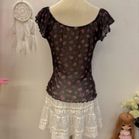 Image 3 of floral milkmaid mesh top