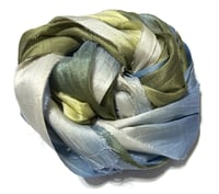 Image 2 of Ready To Ship! 10YD BLUE HERON HAND DYED SARI SILK RIBBON BY COLOR BURST SILK