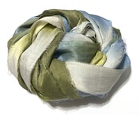 Image 3 of Ready To Ship! 10YD BLUE HERON HAND DYED SARI SILK RIBBON BY COLOR BURST SILK